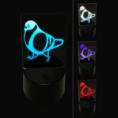 Strutting Common Rock Pigeon Bird 3D Illusion LED Night Light Sign Nightstand Desk Lamp