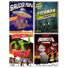 50S B-Movie Drive-In Poster Cutouts, (Pack Of 12)