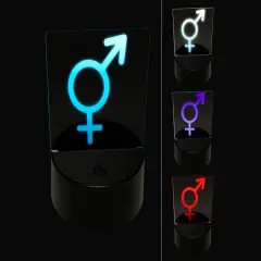 Male and Female Sign Intersex Androgynous Hermaphrodite Gender Symbol 3D Illusion LED Night Light Sign Nightstand Lamp