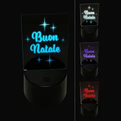 Buon Natale Merry Christmas Italian Starburst 3D Illusion LED Night Light Sign Nightstand Desk Lamp