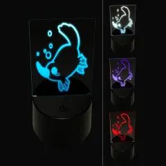 Swimming Kawaii Chibi Duck Billed Platypus 3D Illusion LED Night Light Sign Nightstand Desk Lamp