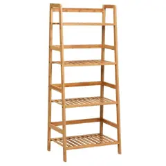 4-Tier Bamboo Plant Rack with Guardrails Stable and Space-Saving