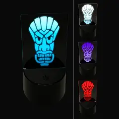 Tiki Mask Hawaii Luau 3D Illusion LED Night Light Sign Nightstand Desk Lamp