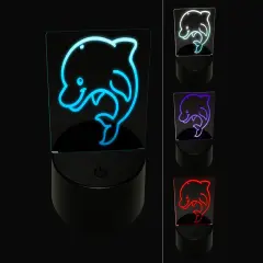 Debonair Jumping Dolphin 3D Illusion LED Night Light Sign Nightstand Desk Lamp