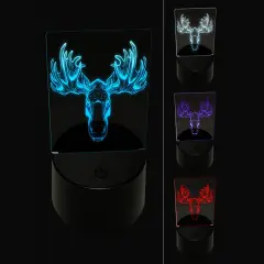 Moose Head 3D Illusion LED Night Light Sign Nightstand Desk Lamp