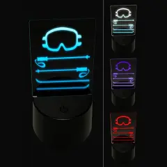 Skiing Goggles Poles Equipment Sport 3D Illusion LED Night Light Sign Nightstand Desk Lamp
