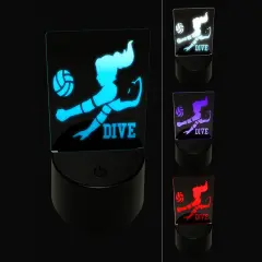 Volleyball Woman Dive Sports Move 3D Illusion LED Night Light Sign Nightstand Desk Lamp