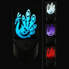 Pretty Peacock 3D Illusion LED Night Light Sign Nightstand Desk Lamp