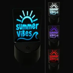 Summer Vibes 3D Illusion LED Night Light Sign Nightstand Desk Lamp