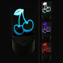 Couple of Shiny Cherry Fruits Cherries 3D Illusion LED Night Light Sign Nightstand Desk Lamp
