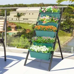 5-tier Vertical Garden Planter Box Elevated Raised Bed with 5 Container Green
