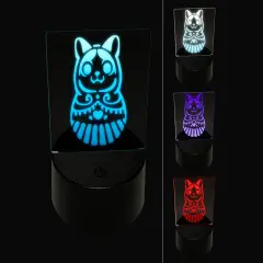 Cat Russian Nesting Doll Matroyshka Babushka 3D Illusion LED Night Light Sign Nightstand Desk Lamp