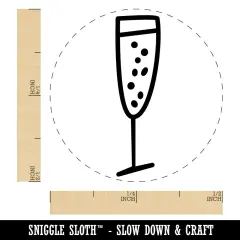 Champagne Glass Doodle Self-Inking Rubber Stamp for Stamping Crafting Planners Fuchsia