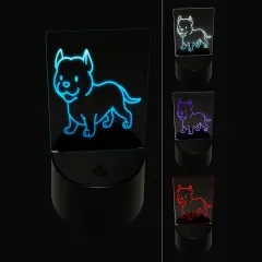 Pit Bull Standing Dog 3D Illusion LED Night Light Sign Nightstand Desk Lamp