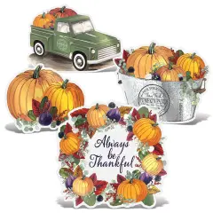 Foil Fall Thanksgiving Cutouts w/Easels, (Pack of 12)