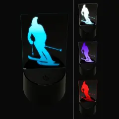 Skiing Skier Solid 3D Illusion LED Night Light Sign Nightstand Desk Lamp