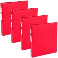 Avery Economy 3 Ring Binder, 1 Inch Round Rings, 4 Red Binders (03310)