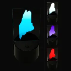 Maine State Silhouette 3D Illusion LED Night Light Sign Nightstand Desk Lamp