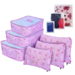 9Pcs Clothes Storage Bags Water-Resistant Travel Luggage Organizer Clothing Packing Cubes Purple cherry