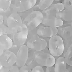 John Bead Twin 2-Hole Transparent Crystal Beads, 100g Crystal Matte