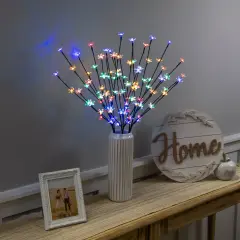 Northlight Pre-Lit Cherry Blossom Artificial Tree Branches - 2.5' - Multicolor LED Lights - Set of 3 Black