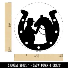 Horseshoe Horse and Cowboy Self-Inking Rubber Stamp Ink Stamper for Stamping Crafting Planners Lime Green