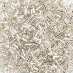 John Bead #2 Silver Lined Crystal Czech Glass Bugle Seed Beads, 500g