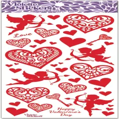 Red Foil Heart and Cupid Stickers - 3 Packages