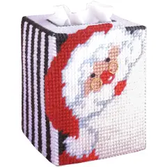 Design Works Plastic Canvas Tissue Box Kit 5"-Santa