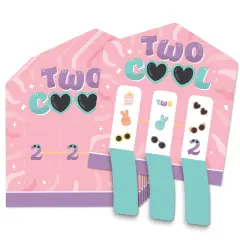 Big Dot of Happiness Two Cool - Girl - Pastel 2nd Birthday Party Game Pickle Cards - Pull Tabs 3-in-a-Row - Set of 12