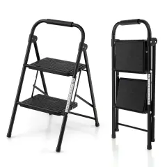 Costway 2 Step Ladder Folding Step Stool 330lbs Capacity with Anti-Slip Pedal & Handle