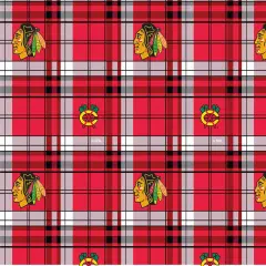Sykel Enterprises NHL Team Fleece Blanket Fabric-Chicago Blackhawks Plaid Fleece Fabric