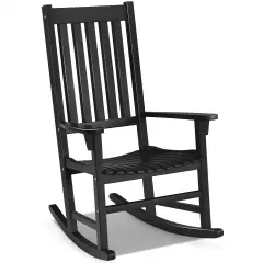 Indoor Outdoor Wooden High Back Rocking Chair Black