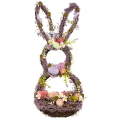 Northlight Floral Grapevine Bunny Shaped Easter Basket Decoration - 21" Purple