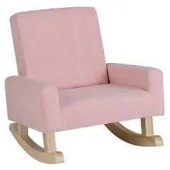 Kids Rocking Chair with Solid Wood Legs and Padded Seat Pink