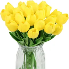 24 Pcs Real Touch Artificial Tulips for All Occasions Yellow