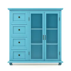 Buffet Sideboard Table Kitchen Storage Cabinet with Drawers and Doors Blue