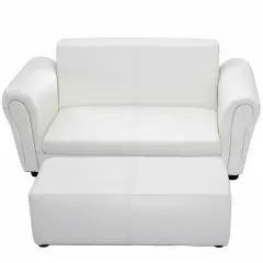 Soft Kids Double Sofa with Ottoman White