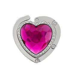 Wrapables Heart Shaped Purse Hook Hanger with Rhinestones, Pink
