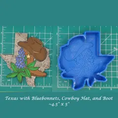 Texas with Bluebonnets, Hat, and Boot Silicone Freshie Mold