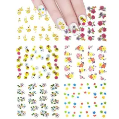Wrapables Nail Art Water Nail Stickers Water Transfer Stickers / Nail Art Tattoos / Nail Art Decals, Colorful Flowers (6 Sheets)