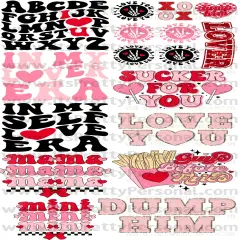 DESIGN #1- Valentines Day DTF Gang Sheet 22"x48" (Fabric Transfers)