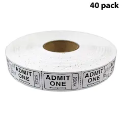 Tacticai 2000 Admit One Raffle Tickets &ndash; Single Roll, Consecutively Numbered &ndash; Perfect for Events, Entry, Fundraisers & Prizes &ndash; Available in 8 Colors White