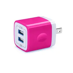 Premium PD Power Home Adapter | Max Output 2.1A & 1.0A (2 USB Port) Fast Charger | Raheev&reg; Dark-pink
