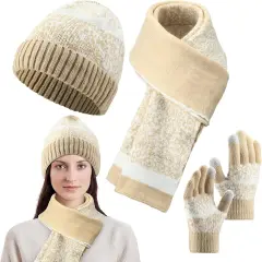 Unisex 3 Piece Winter Hat, Scarf and Touchscreen Gloves Set