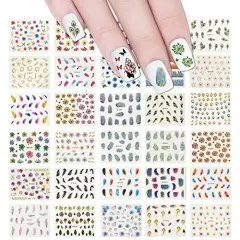 Wrapables 50 Sheets Feathers & Flowers Nail Stickers Nail Art
