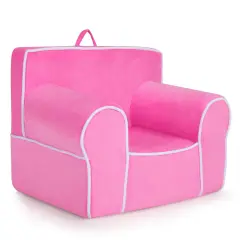 Upholstered Kids Sofa with Velvet Fabric and High Quality Sponge Pink