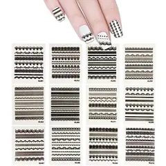 Wrapables Black Lace Nail Stickers Nail Art Lace Nail Decals, Random Mix (set of 30)