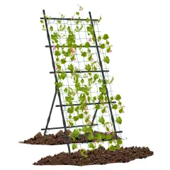 74 Inch Black Metal Tall A Shape Garden Trellis Perfect for Plant Growth Support