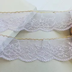 Kitcheniva 3" Wide 3 Yards Light Lavender Fluorescent Floral Lace